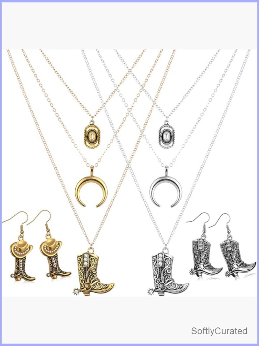 Western Cowgirl Jewelry Set Earrings Necklace Bohemian Dangle Accessories